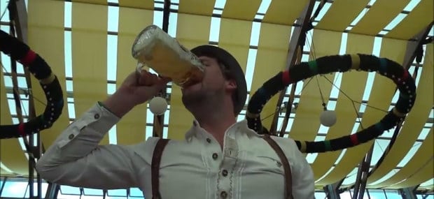 Man drinks Stein in 5 seconds at Oktoberfest